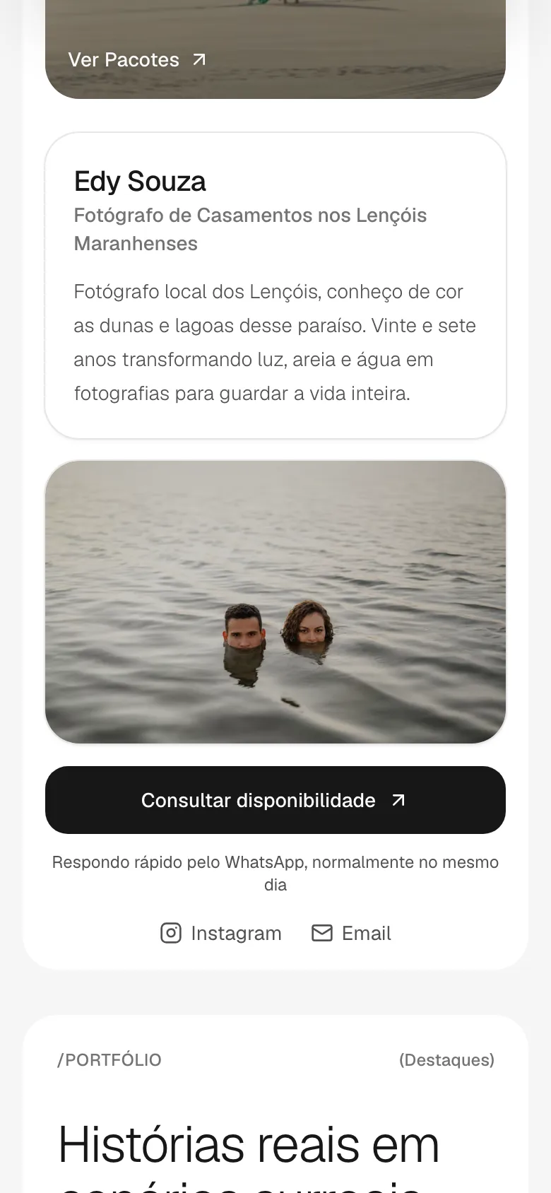 Edy Souza Fotografia, segunda tela no celular