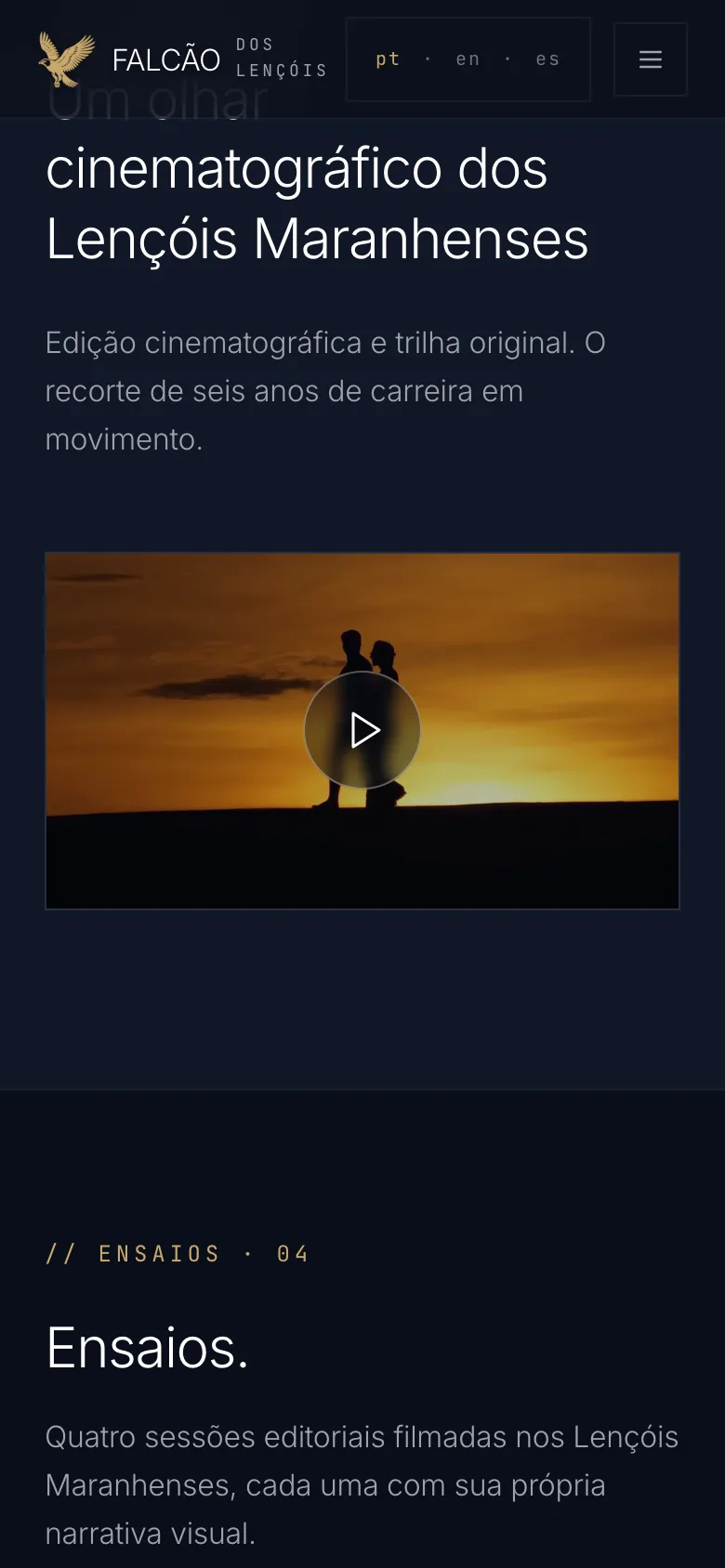 Falcão dos Lençóis, segunda tela no celular