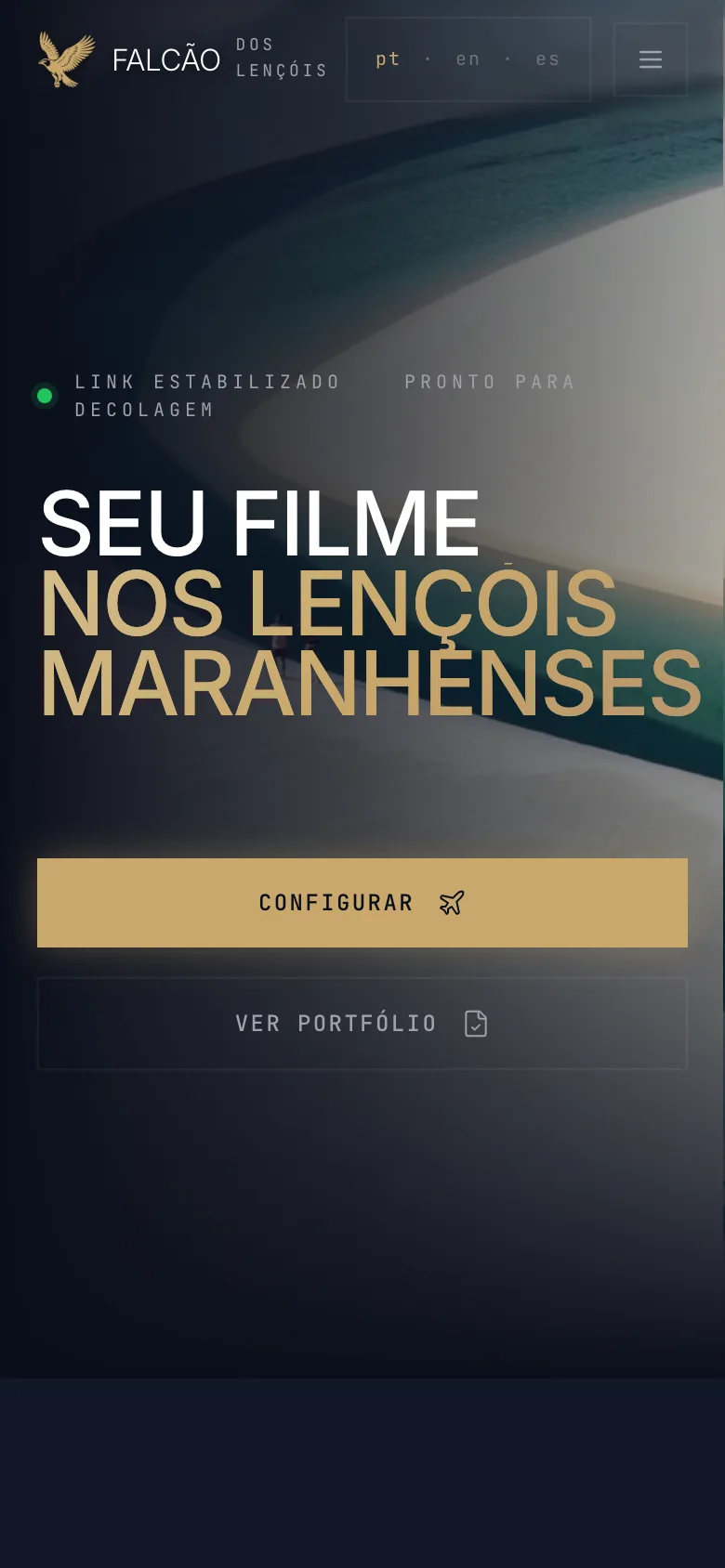 Falcão dos Lençóis, tela inicial no celular