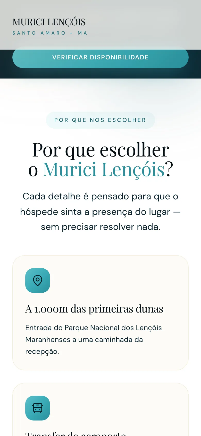Murici Lençóis, segunda tela no celular