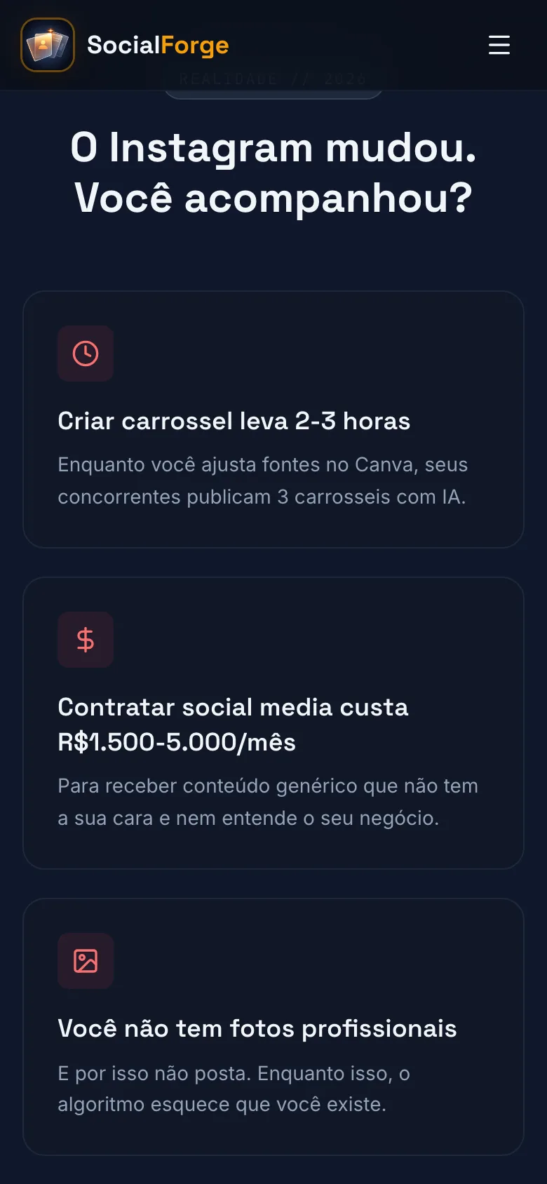 SocialForge, segunda tela no celular