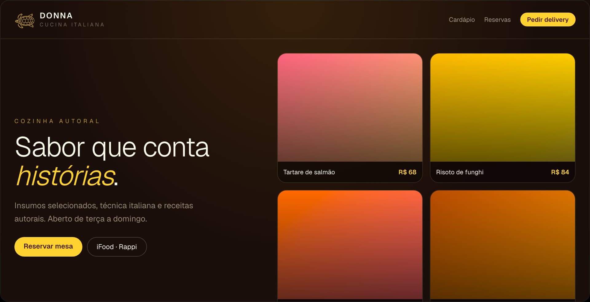 Prévia do template Restaurante Menu