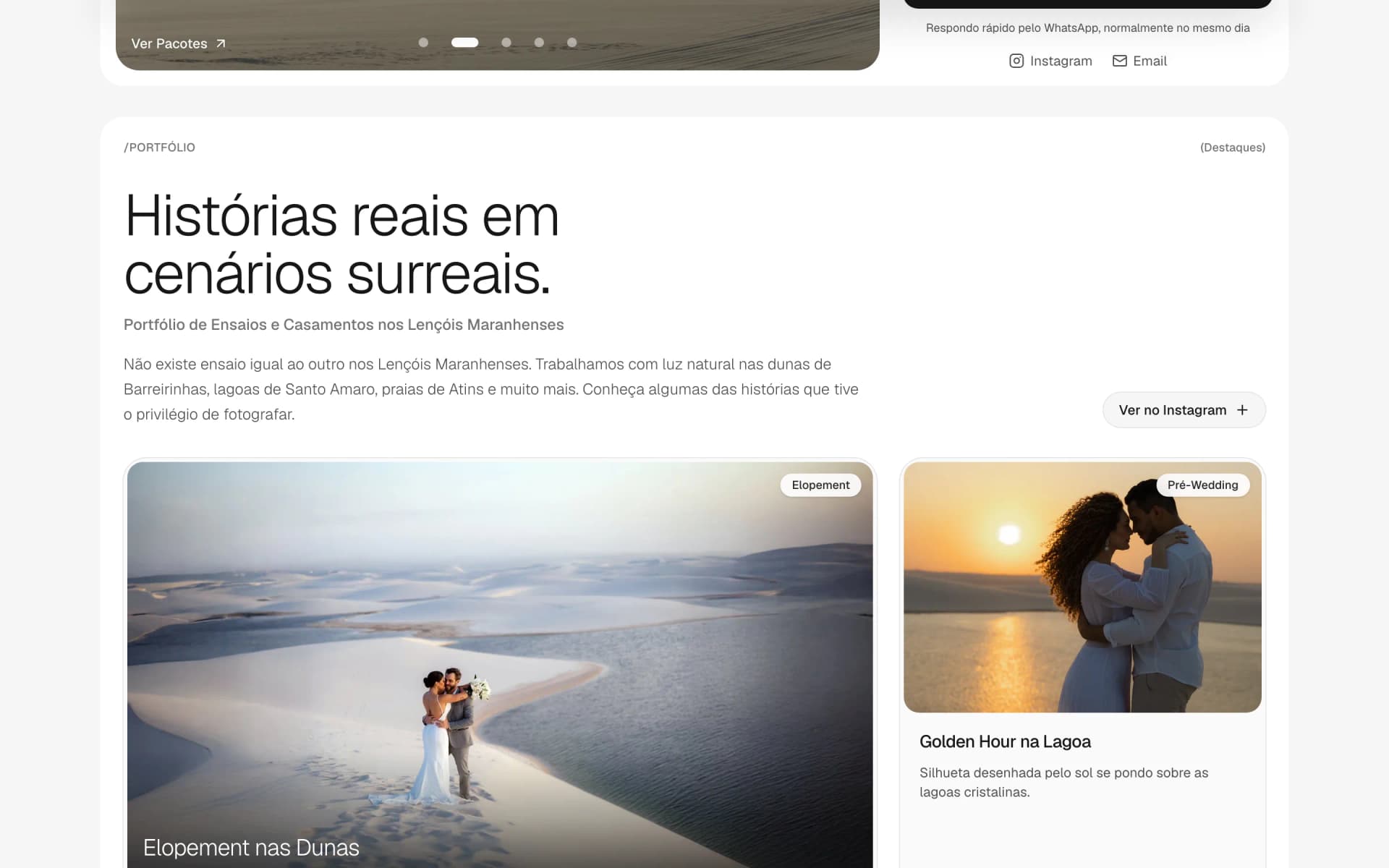 Segunda tela do site Edy Souza Fotografia
