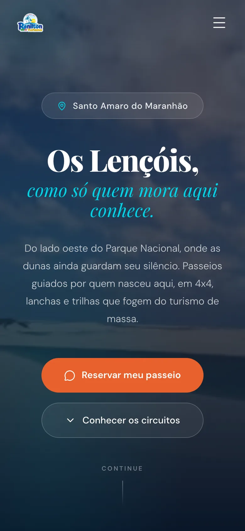 Tela do site Renilton Turismo